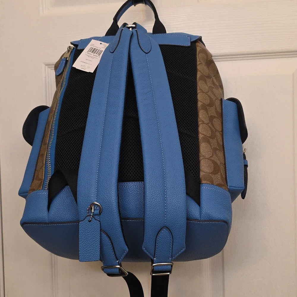 Coach Hudson Men's Blue and‎ Brown Backpack. NWT